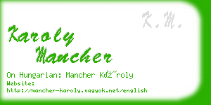 karoly mancher business card